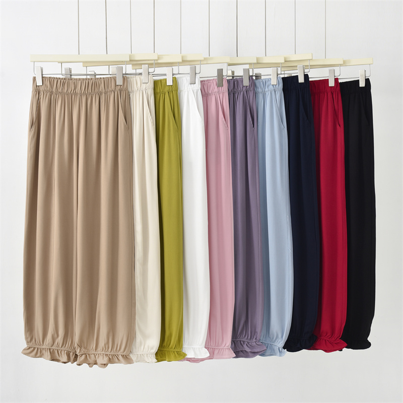 YH-[简约韩风]2025夏季新款时尚百搭绵绸休闲裤K-MF1315