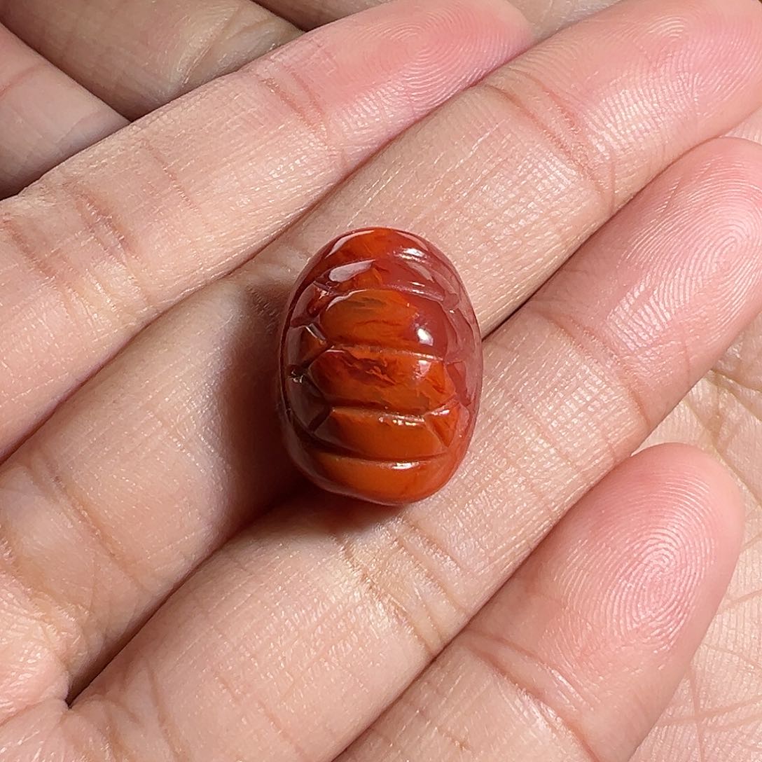 南红玛瑙珠宝奇石未镶嵌柿子红玫红火焰富甲14m m