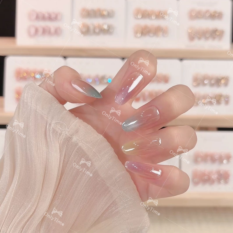 【夏日多巴胺】彩色指尖猫眼穿戴甲日常显白美甲INS风甲片