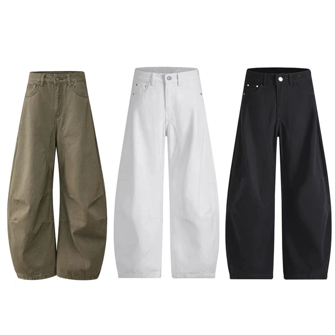 （绒）2025冬季潮牌宽松直筒美式休闲弯刀牛仔男潮牌痞帅工装裤裤子