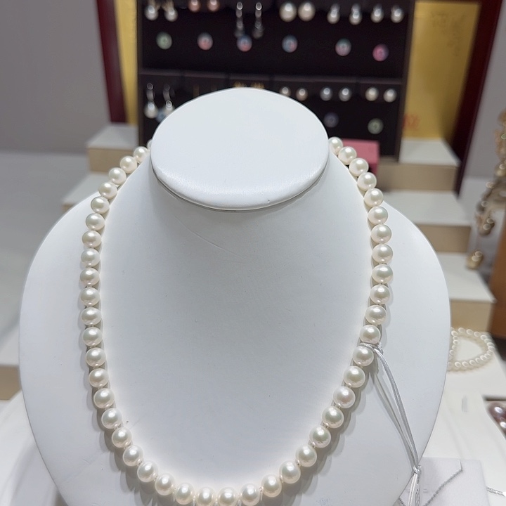 淡水珍珠项链银S925镶嵌