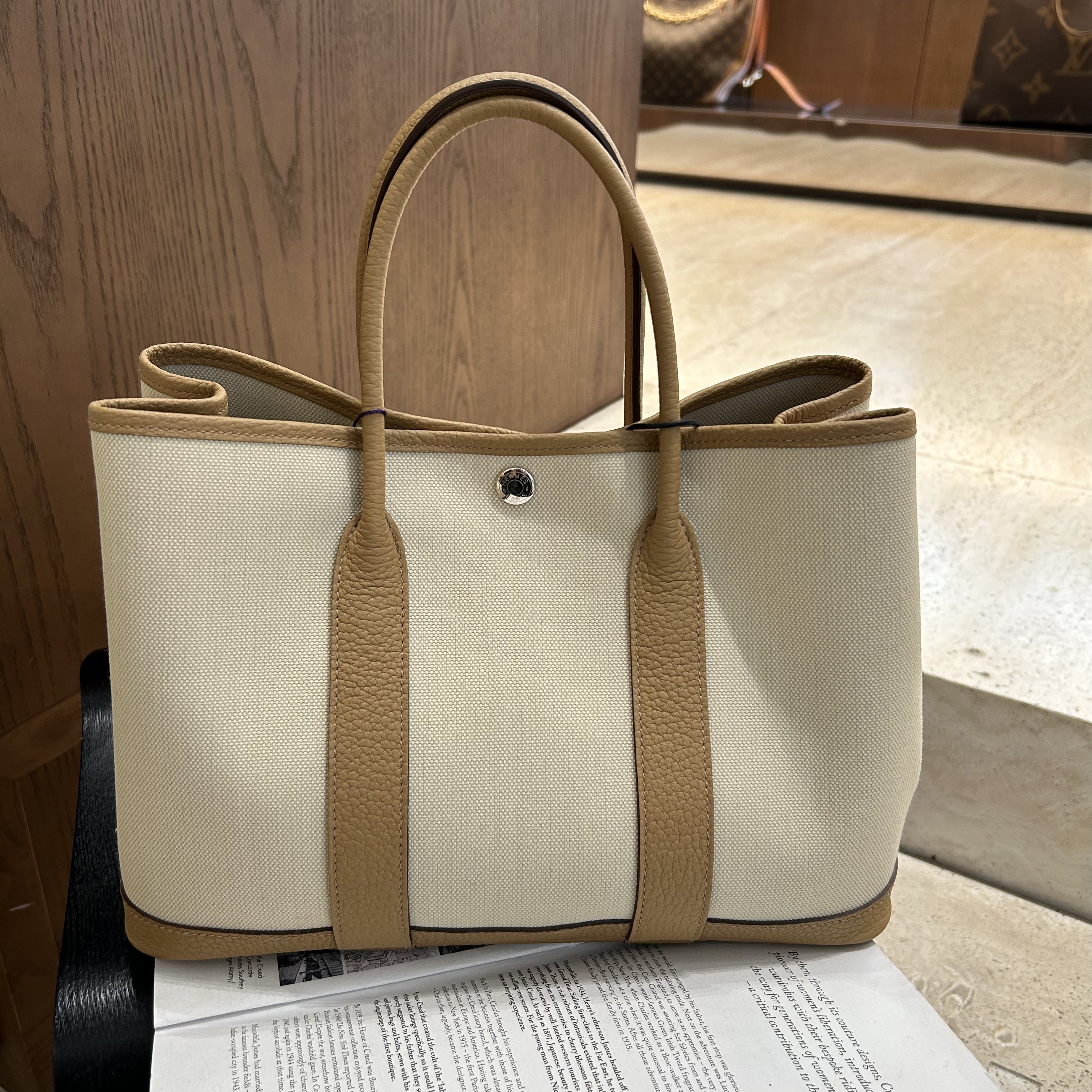 99新 Hermes/爱马仕 爱马仕花园30帆布饼干色z刻 89576509