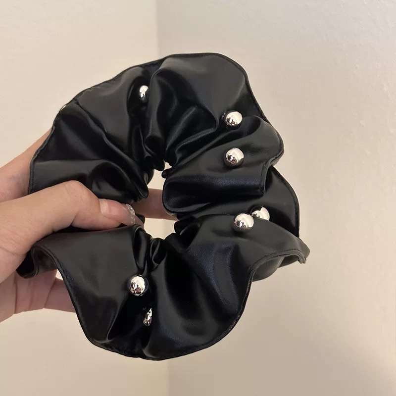 韩系钉珠皮质大肠发圈高级感