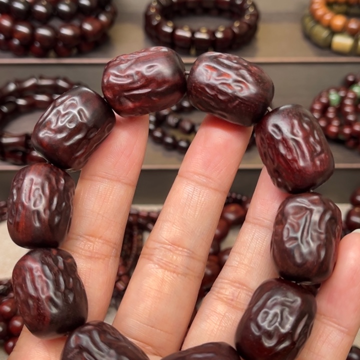 木质类印度小叶紫檀枣珠无油无蜡