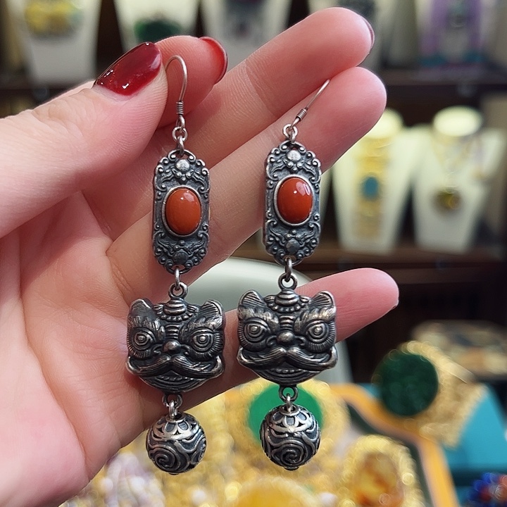 玛瑙/玉髓耳钉未镶嵌耳环