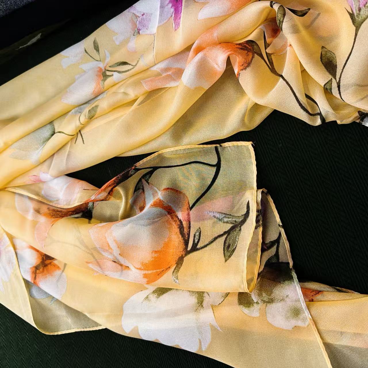 [杏黄花语]云朵纱长款气质百搭长巾70*180（208-A3）