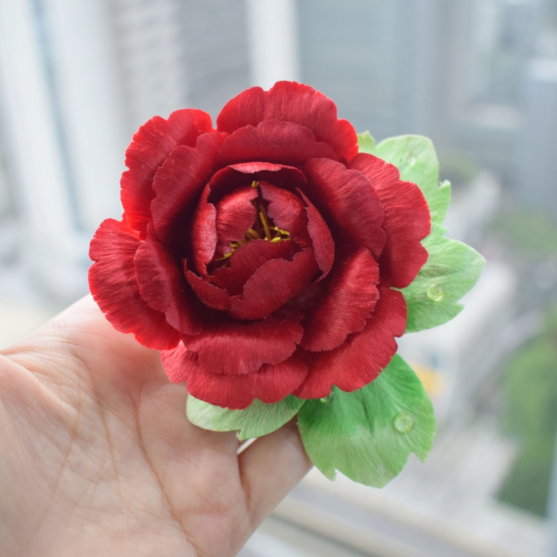 原创手工花簪苗族头花牡丹非遗绒花簪贵州少数民族苗族侗族头饰女