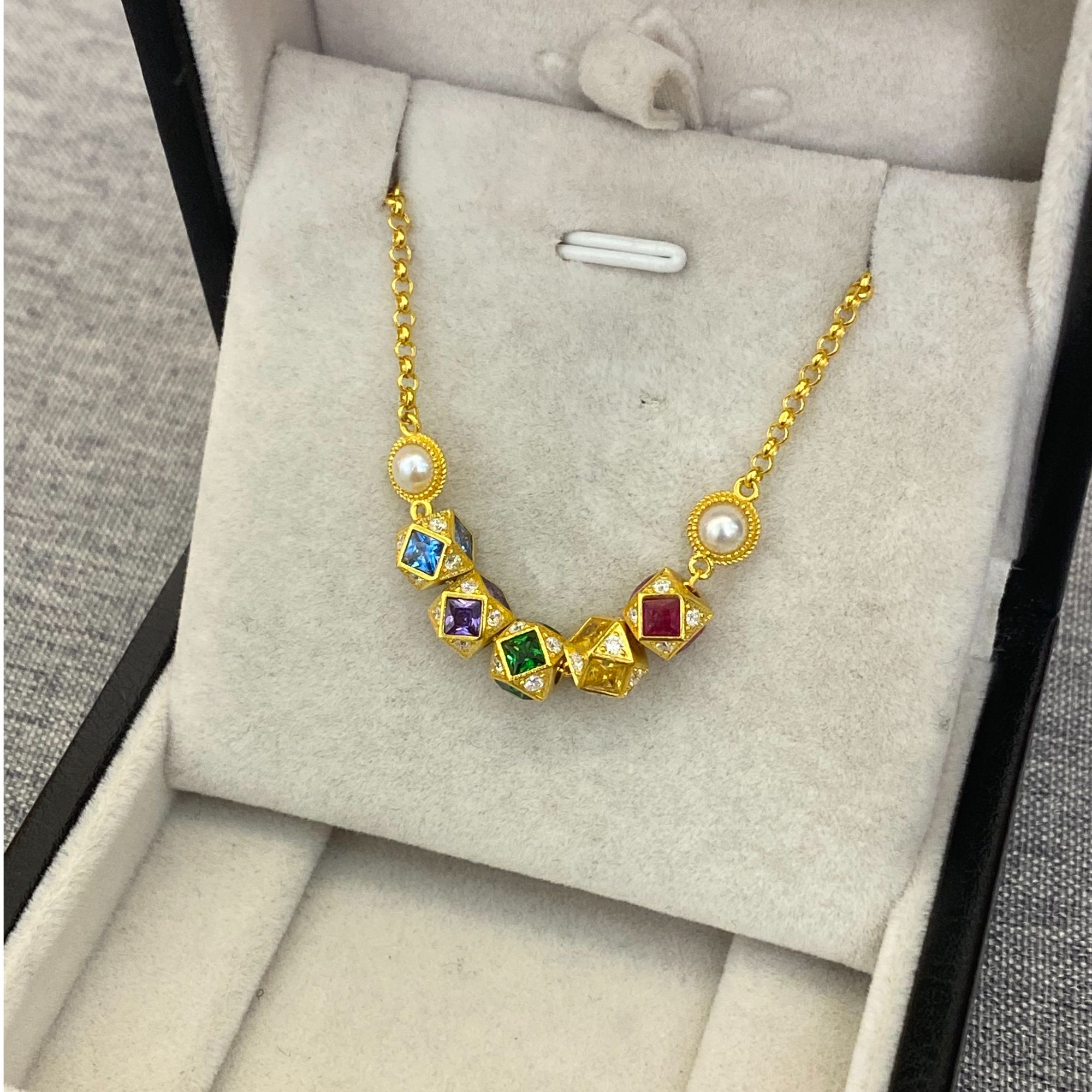 【东豪众奢】足金彩色方糖套链缤纷五彩镶嵌套链（不支持七天）