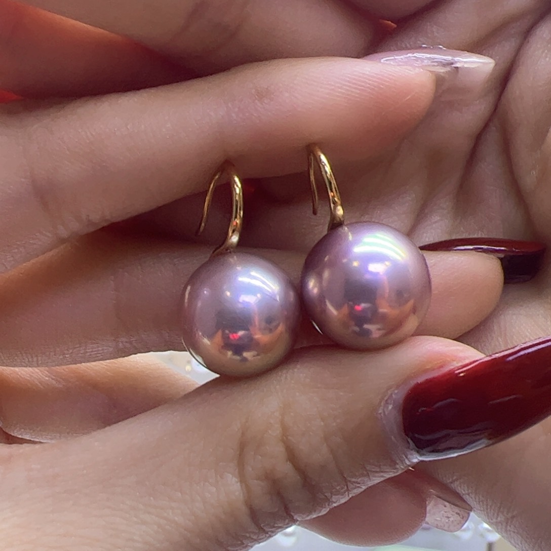 淡水珍珠耳饰18K金镶嵌