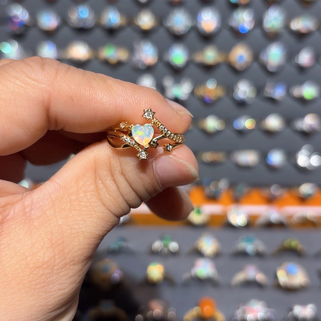 欧泊戒指银S925镶嵌戒指