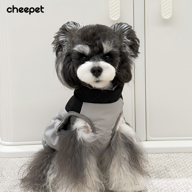 cheepet/趣派宠物秋冬外贸款棉服狗狗撞色拼接胸背可牵引外穿马甲