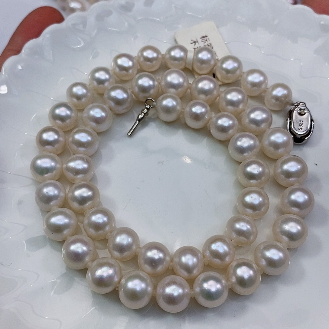 淡水珍珠淡水无核项链银S925镶嵌
