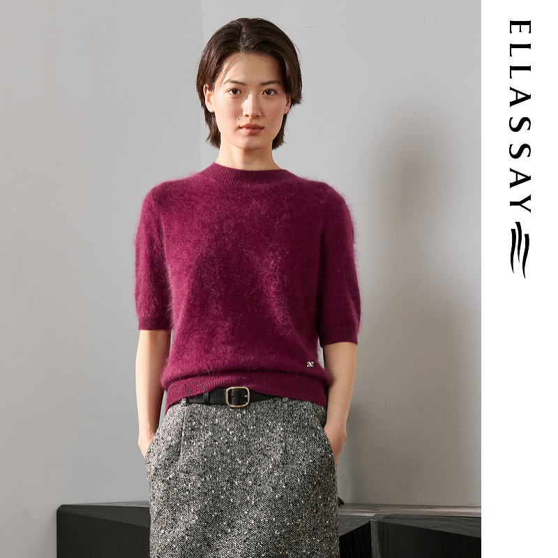 ELLASSAY歌力思2025秋季新款舒适羊绒拉绒针织衫女EWE363M08900