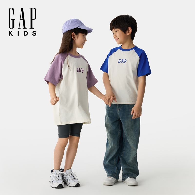 【大小童同款】Gap男女童2025春夏新款纯棉宽松撞色儿童装755793