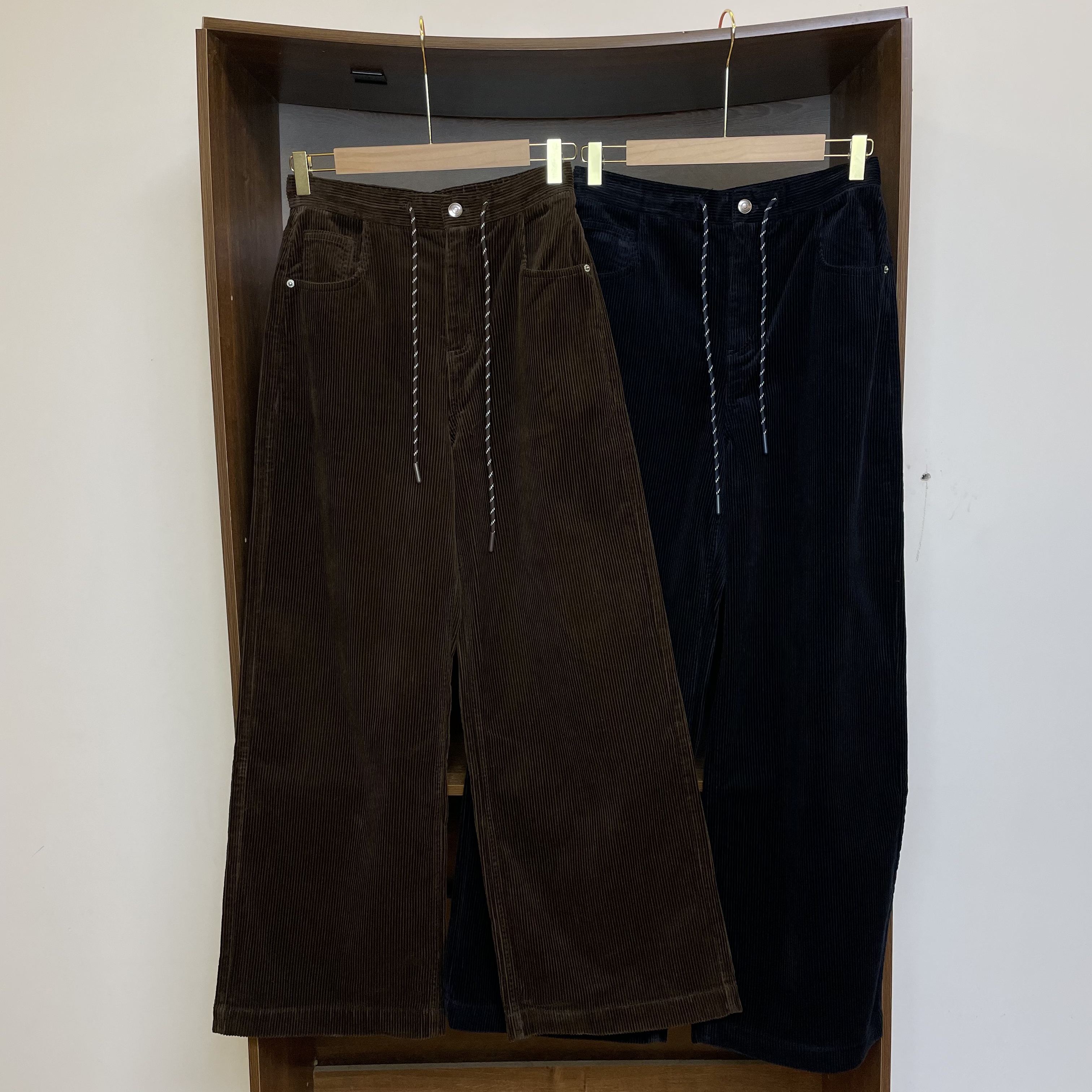 冬季新款灯芯绒加厚休闲裤阔腿裤