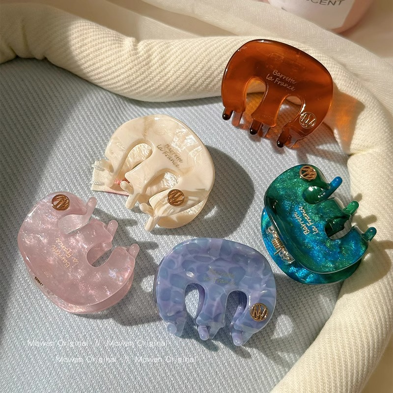 醋酸椭圆M型字母抓夹女高级感2025新款发夹后脑勺发卡夹子头饰品