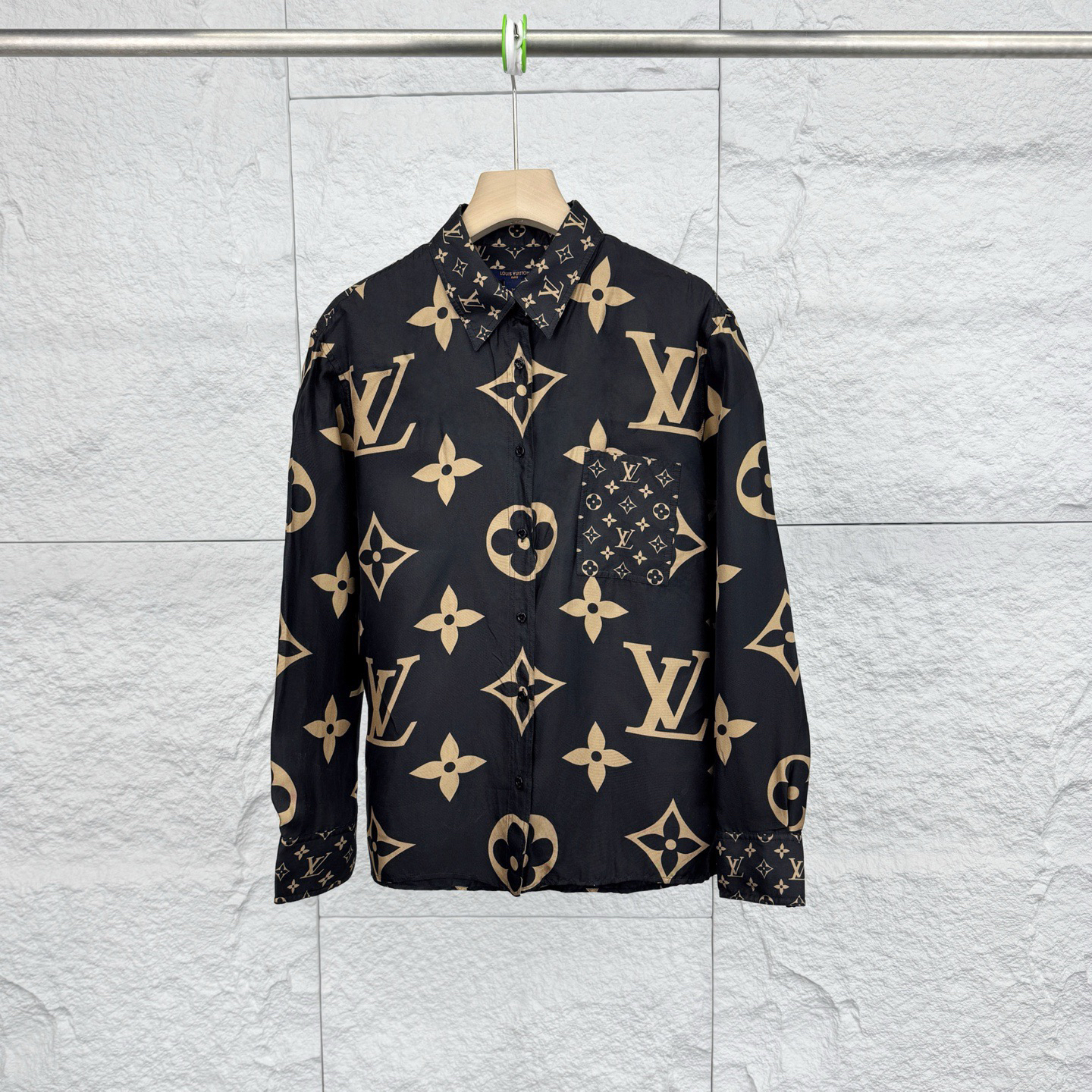 99新 LouisVuitton/路易威登 38码/金色满印翻领衬衫/17700515