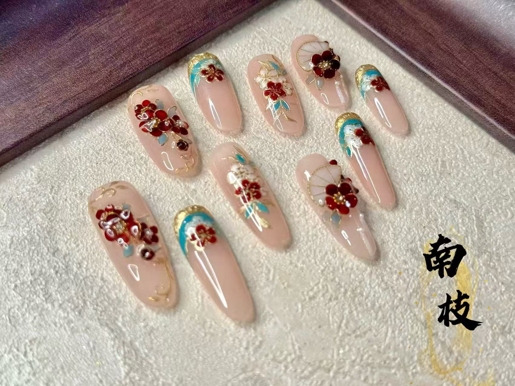 【南枝】指画阁 高级掐丝 纯手绘 穿戴甲美甲贴