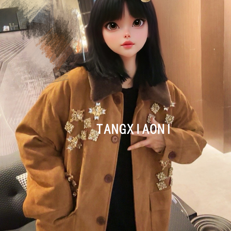 3店 订单出【月中金桂】加厚咖色毛领外套