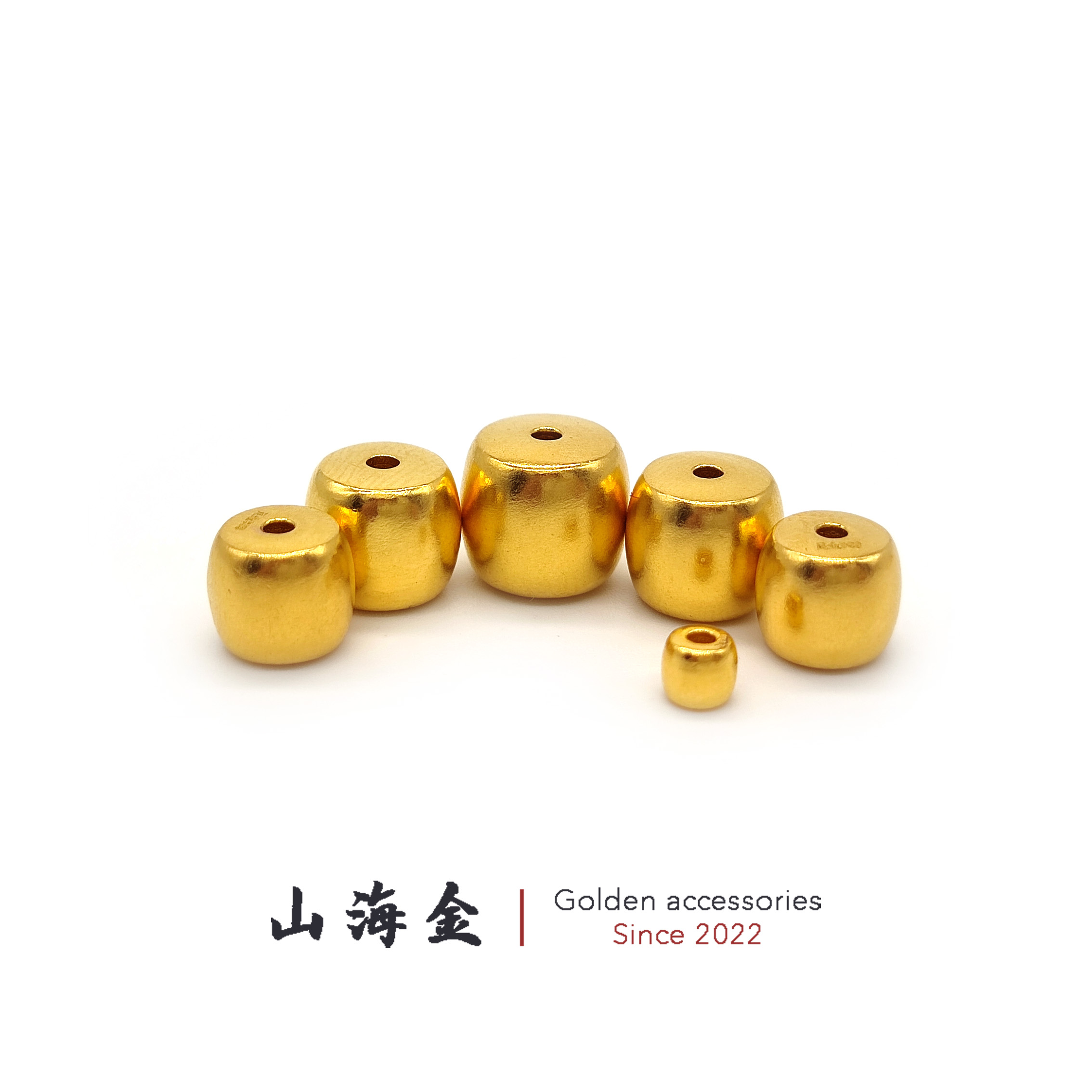 山海金 24K纯黄金999足金古法直切隔珠腰珠顶珠文玩手串菩提配饰