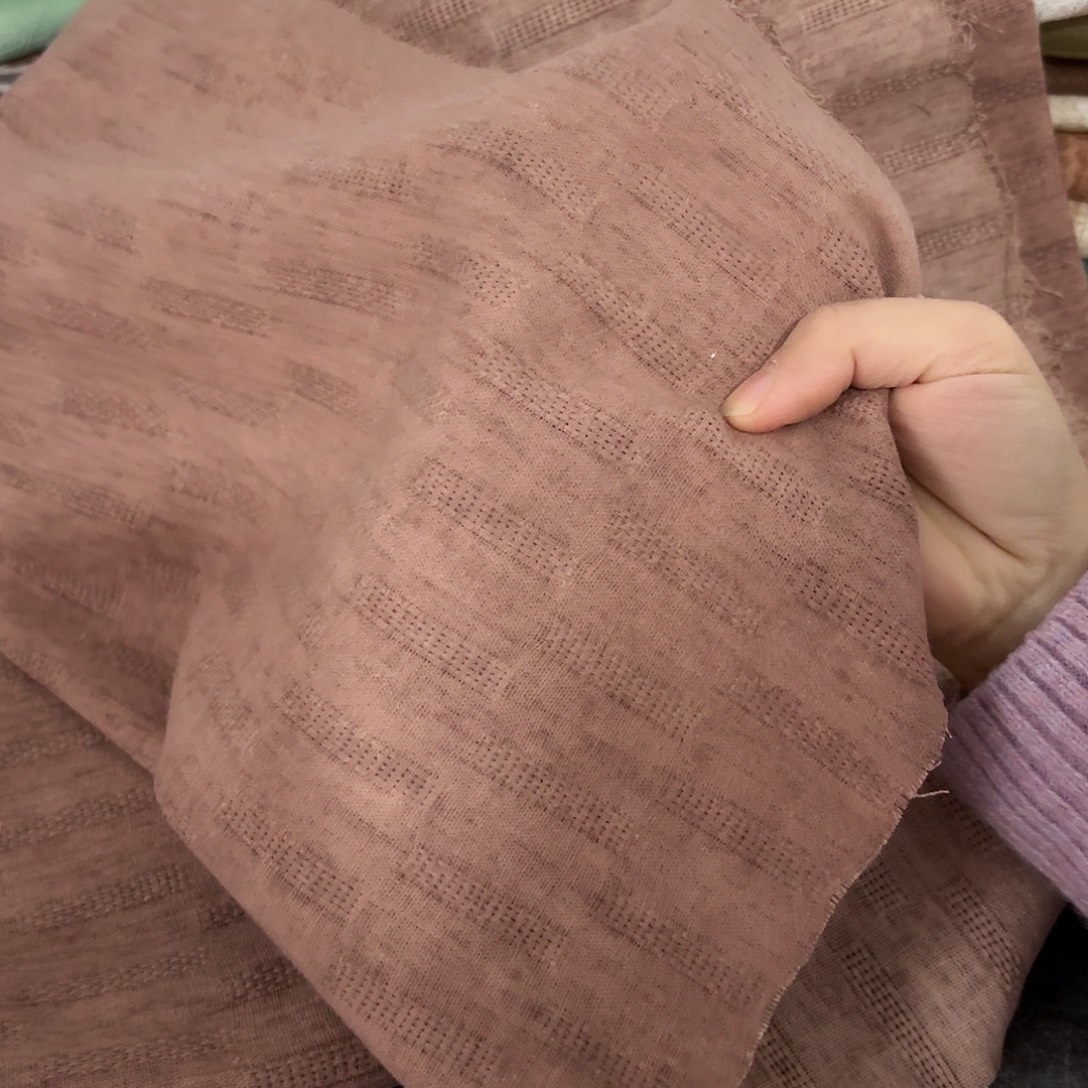 麻咖色长条提花面料3米