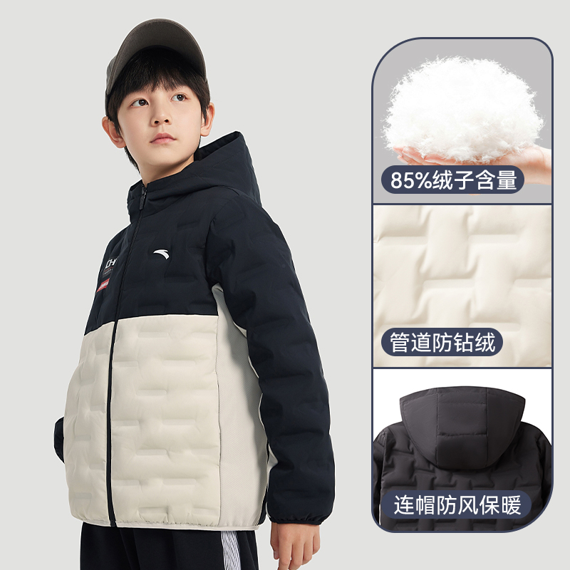 安踏儿童男童轻薄羽绒服2025春季新款舒适保暖青少年运动薄羽绒服