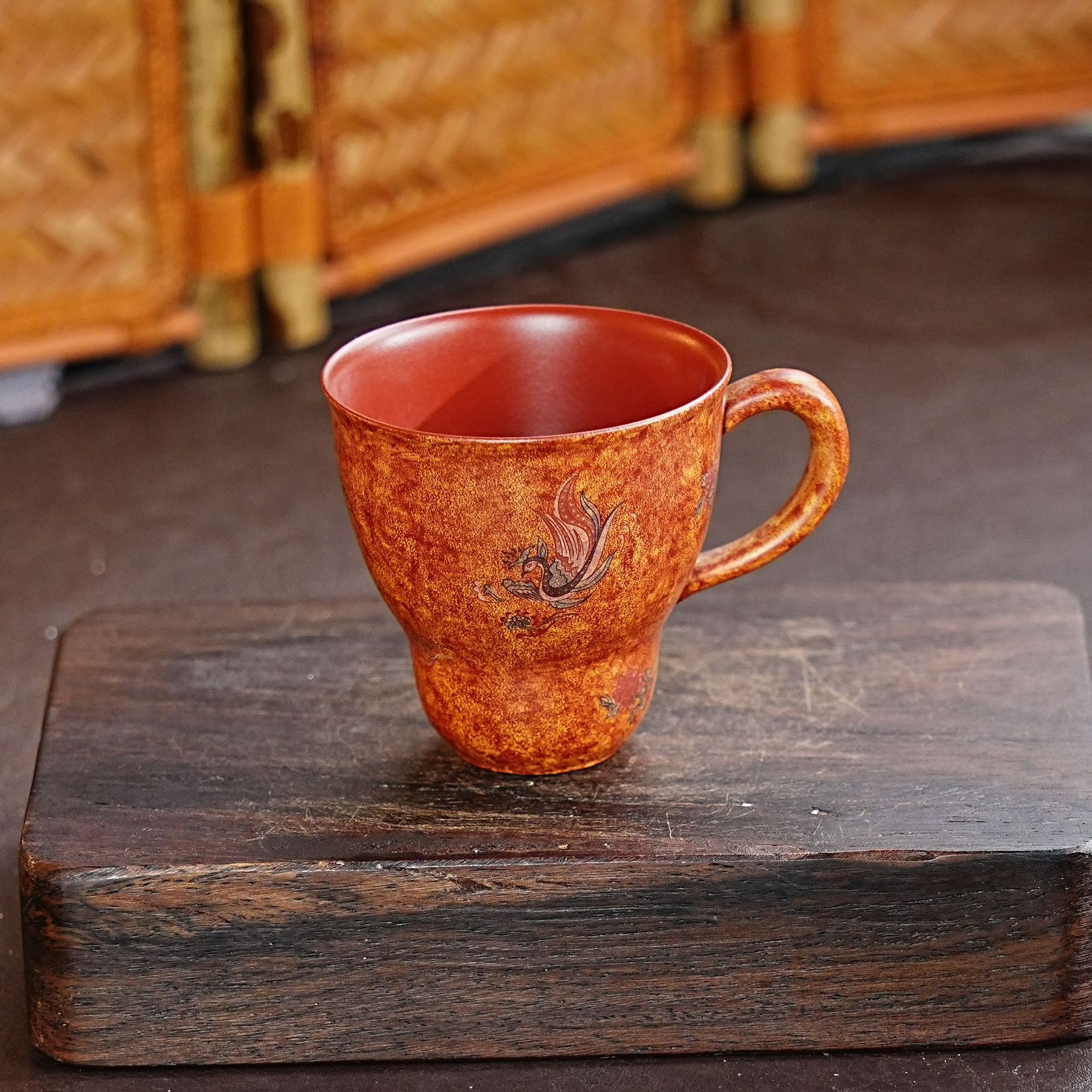 【2235敦煌杯】宜兴原矿紫砂手工制作敦煌公道杯手绘