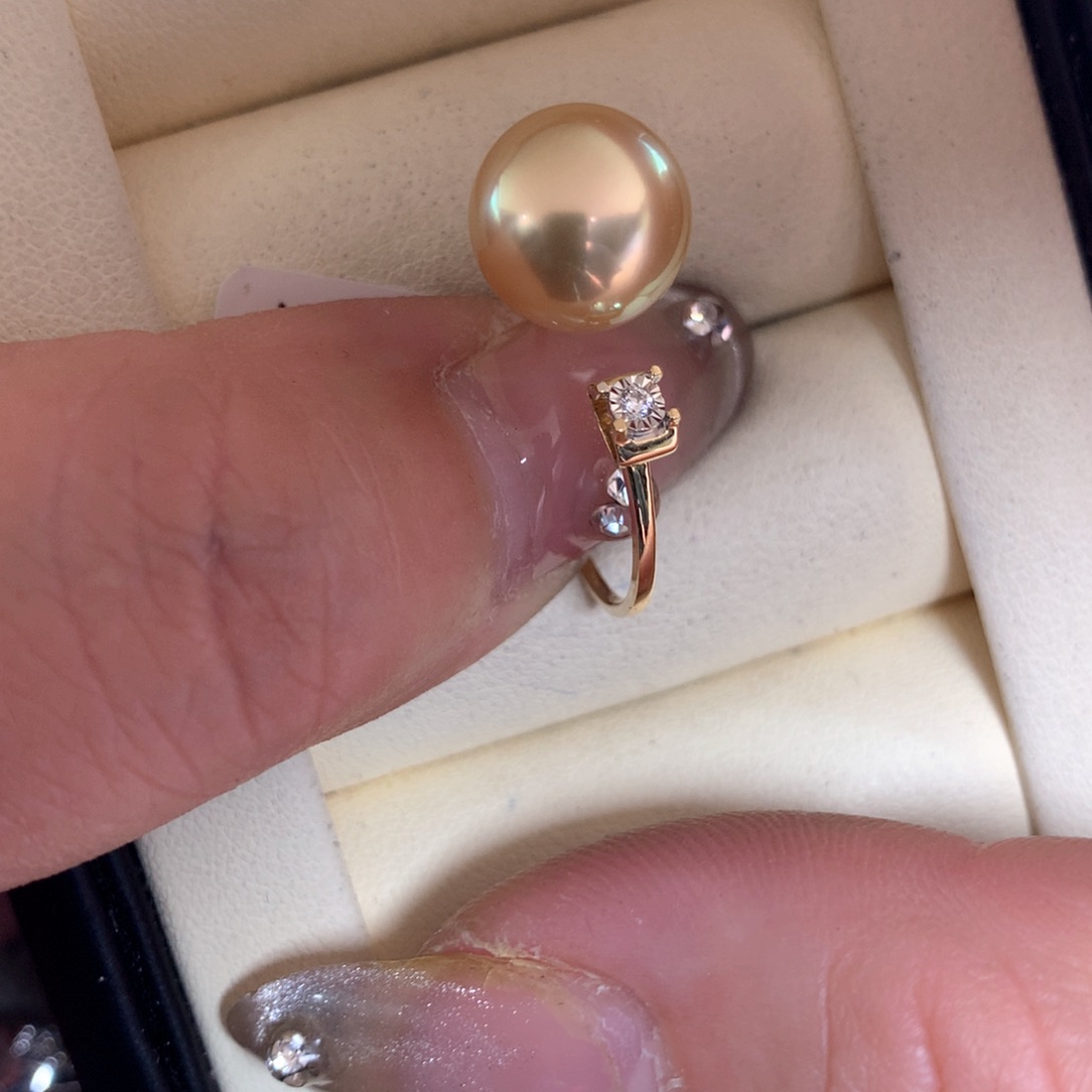 海水珍珠戒指18K金镶嵌