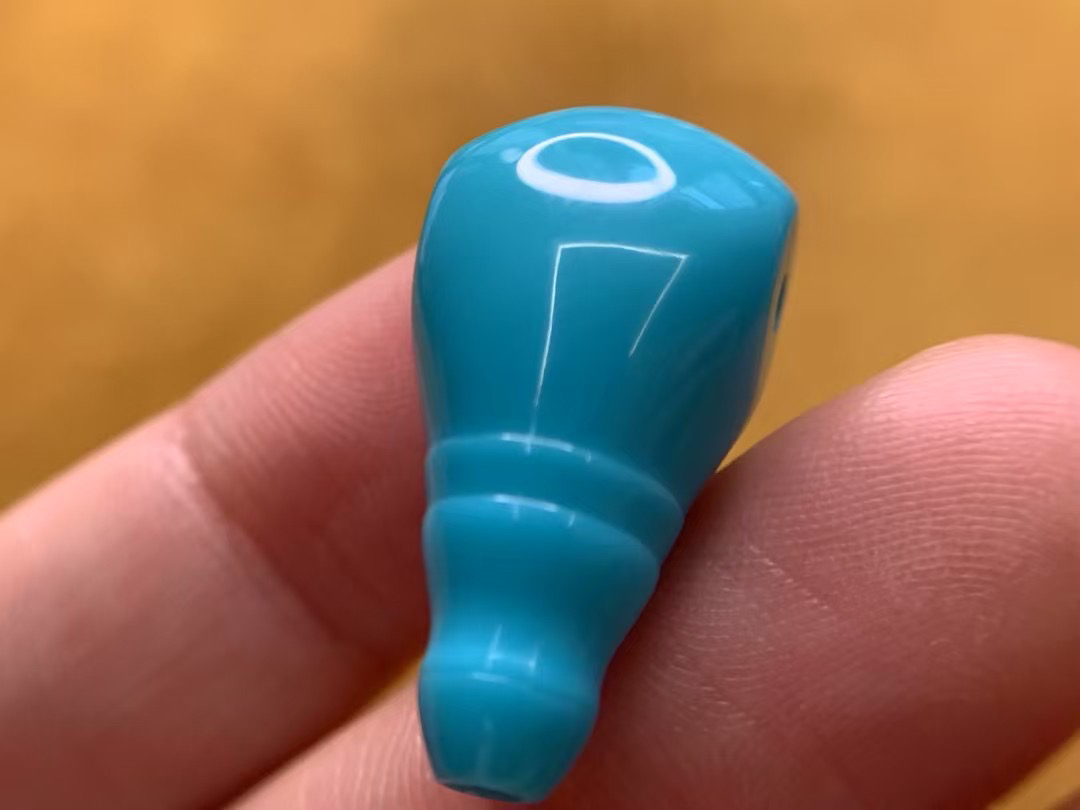 原矿绿松石云盖寺高瓷蓝玉化三通12×23×11mm 3.7g