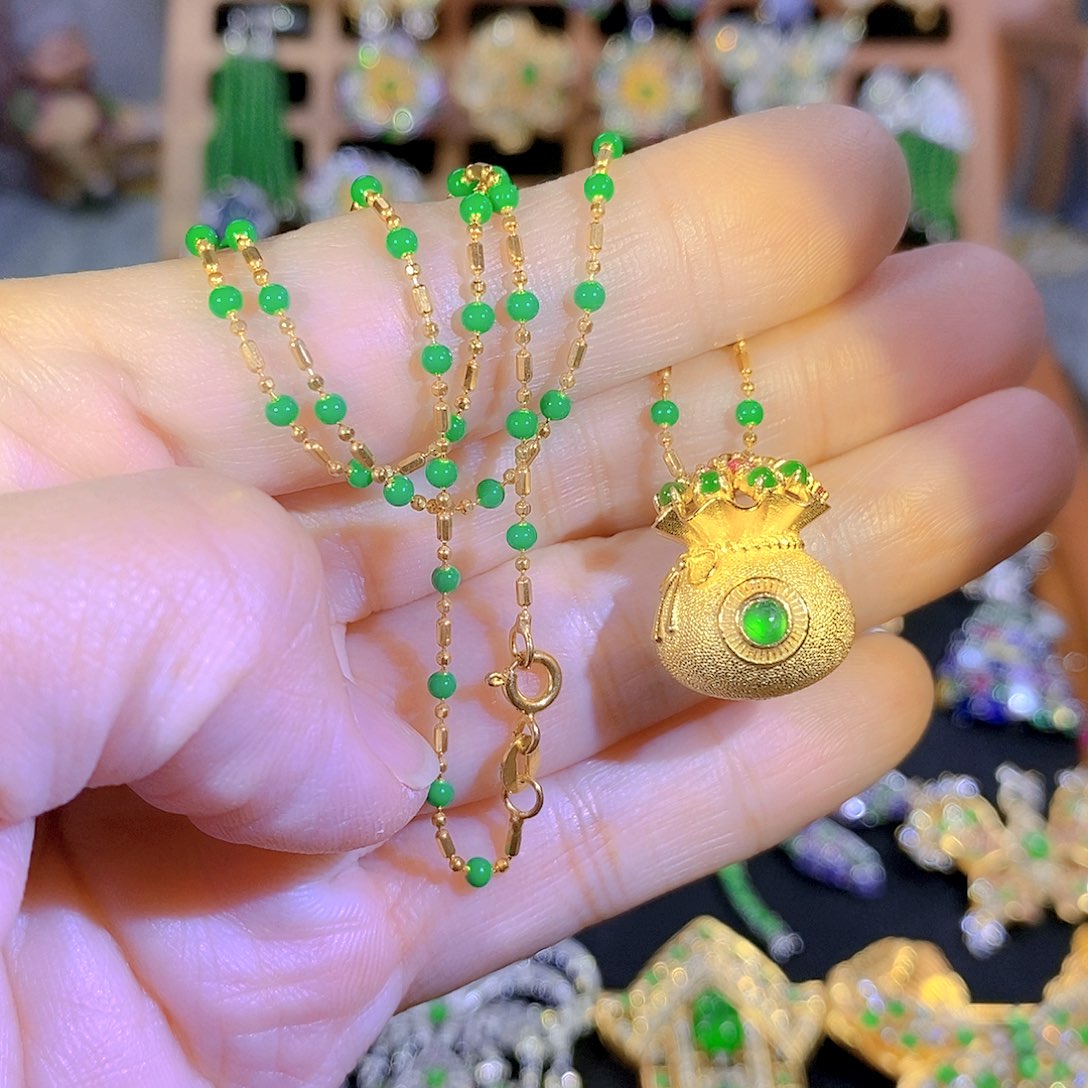 吊坠(不含链)银S925镶嵌翡翠