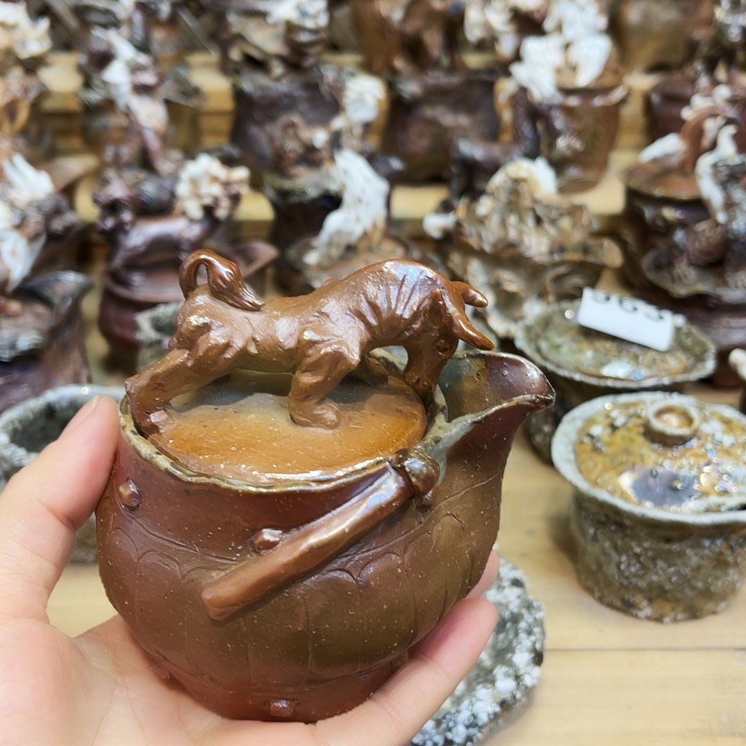 瓶柴烧粗陶手捏宝瓶