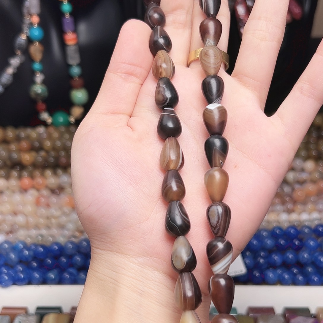 玛瑙/玉髓合金珠宝半成品x231 10m 磨砂松子玛瑙一条