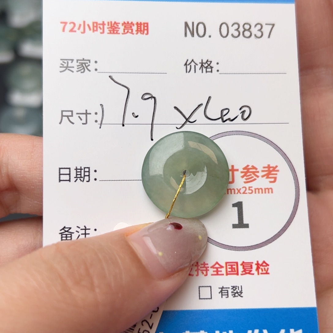 翡翠颈饰未镶嵌平安扣3837