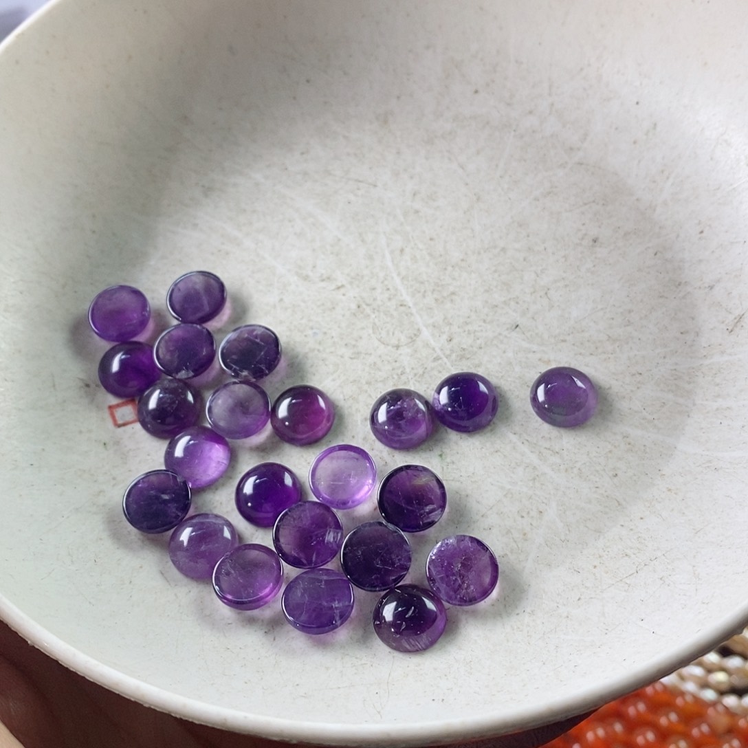 玛瑙/玉髓珠宝半成品未镶嵌二十个紫水晶3.5×10戒面B68