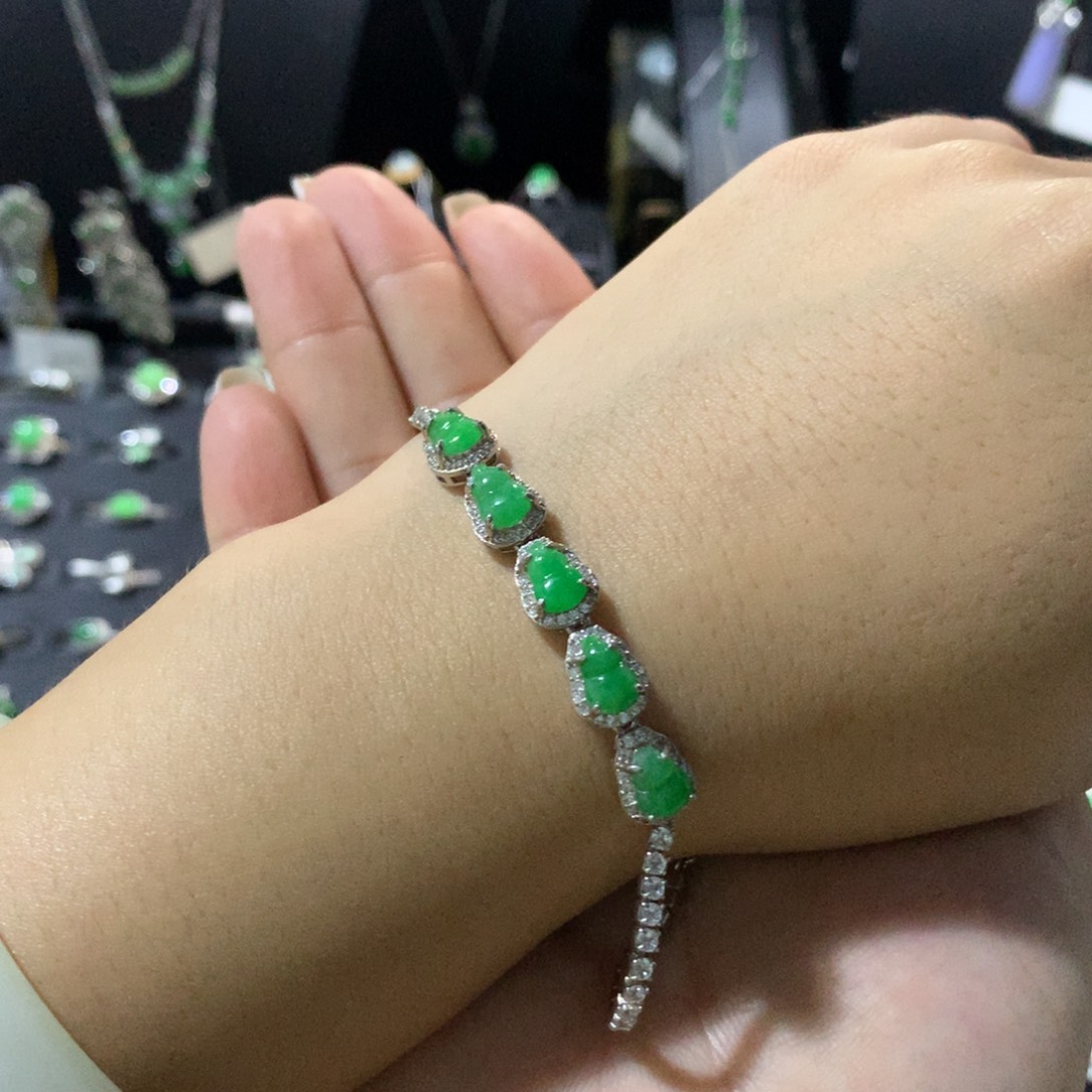 翡翠银S925镶嵌耳饰