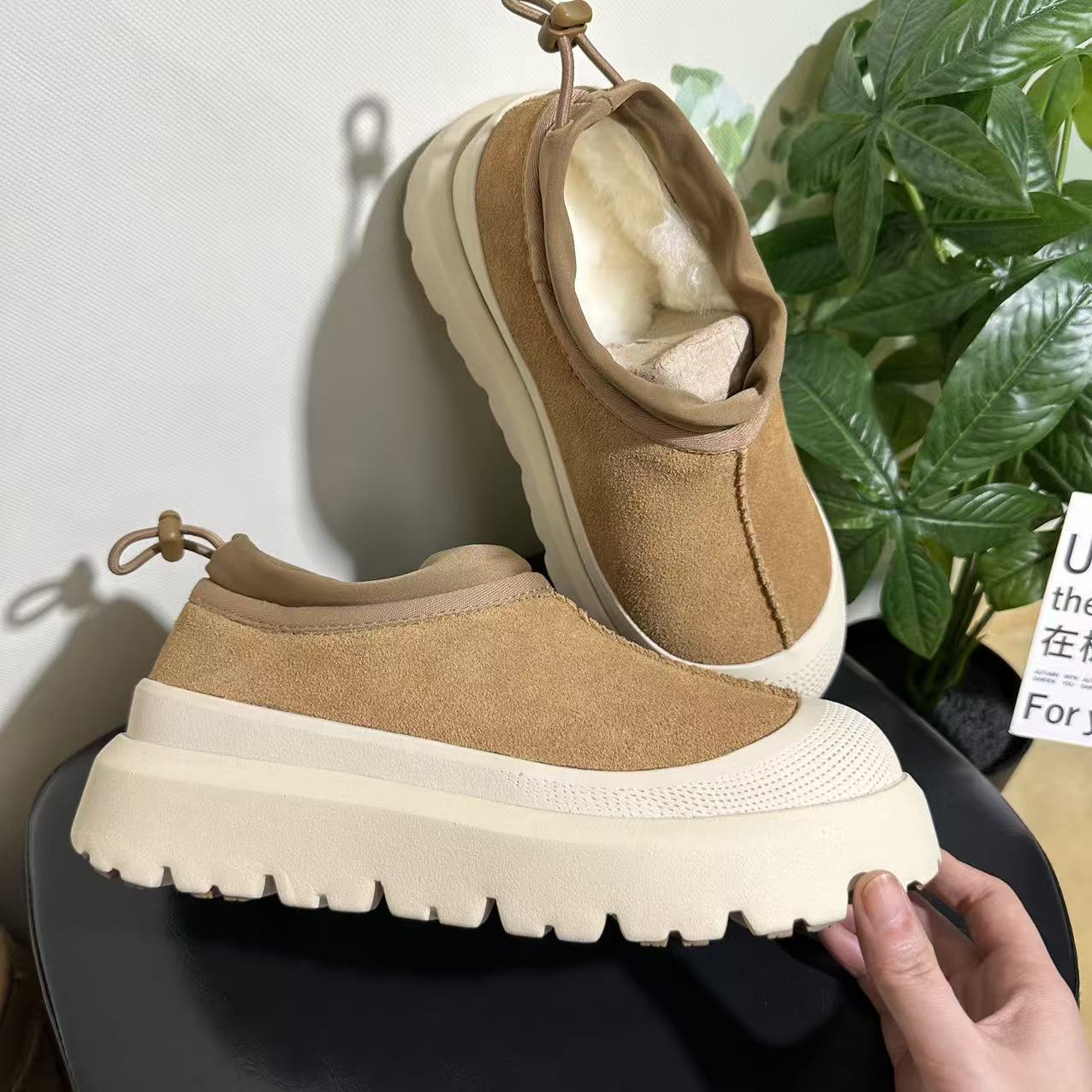 2025新款雪地靴低帮一博款真皮时尚百搭冬季保暖加厚