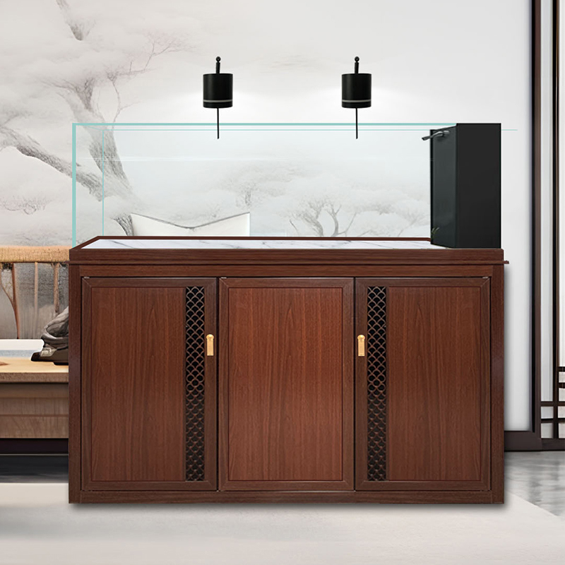 定制家用新中式龙鱼缸超白溪流鱼缸水族箱中大型落地底滤缸玻璃