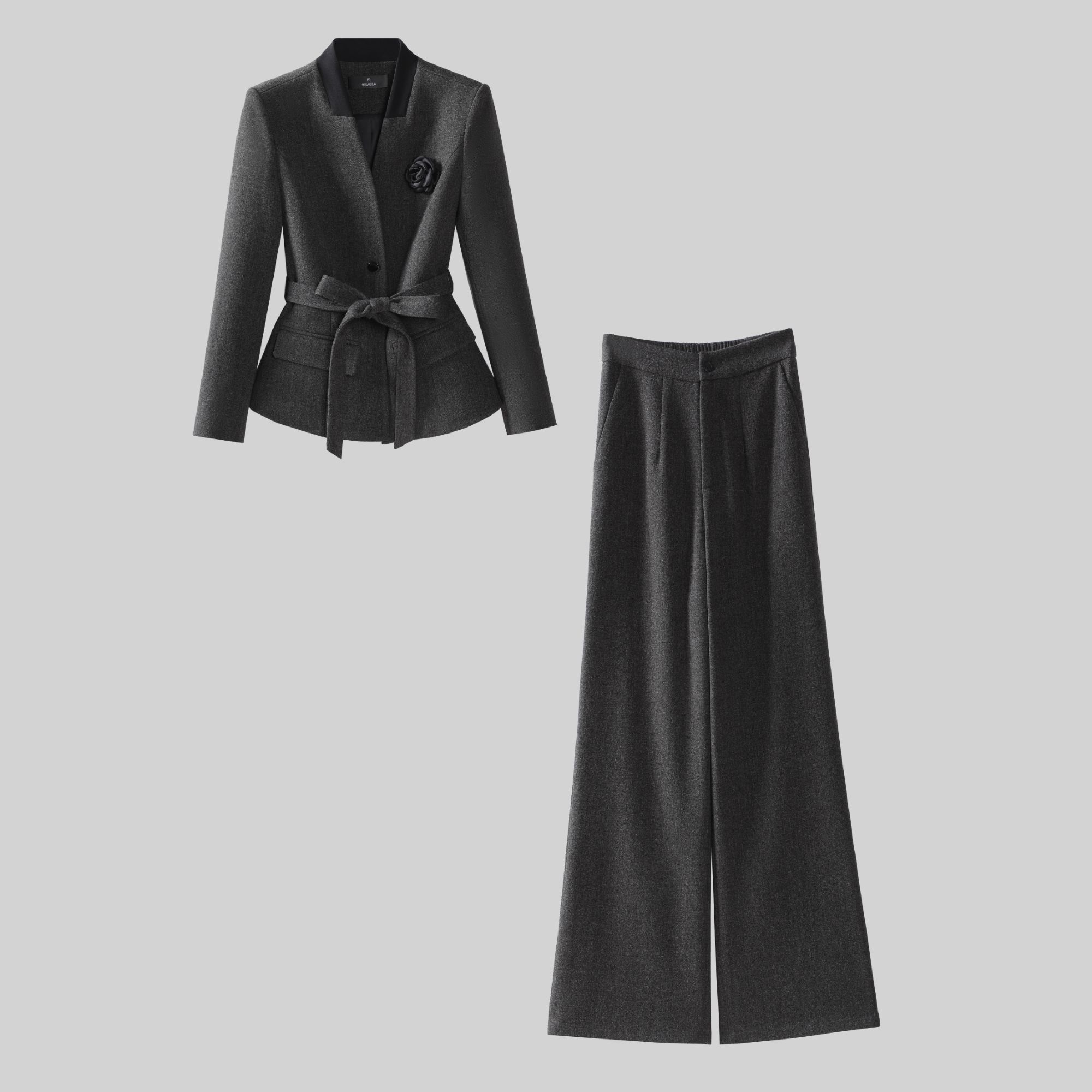 G208小香风时尚极简风套装气质洋气秋冬高级感女上衣阔腿裤两件套