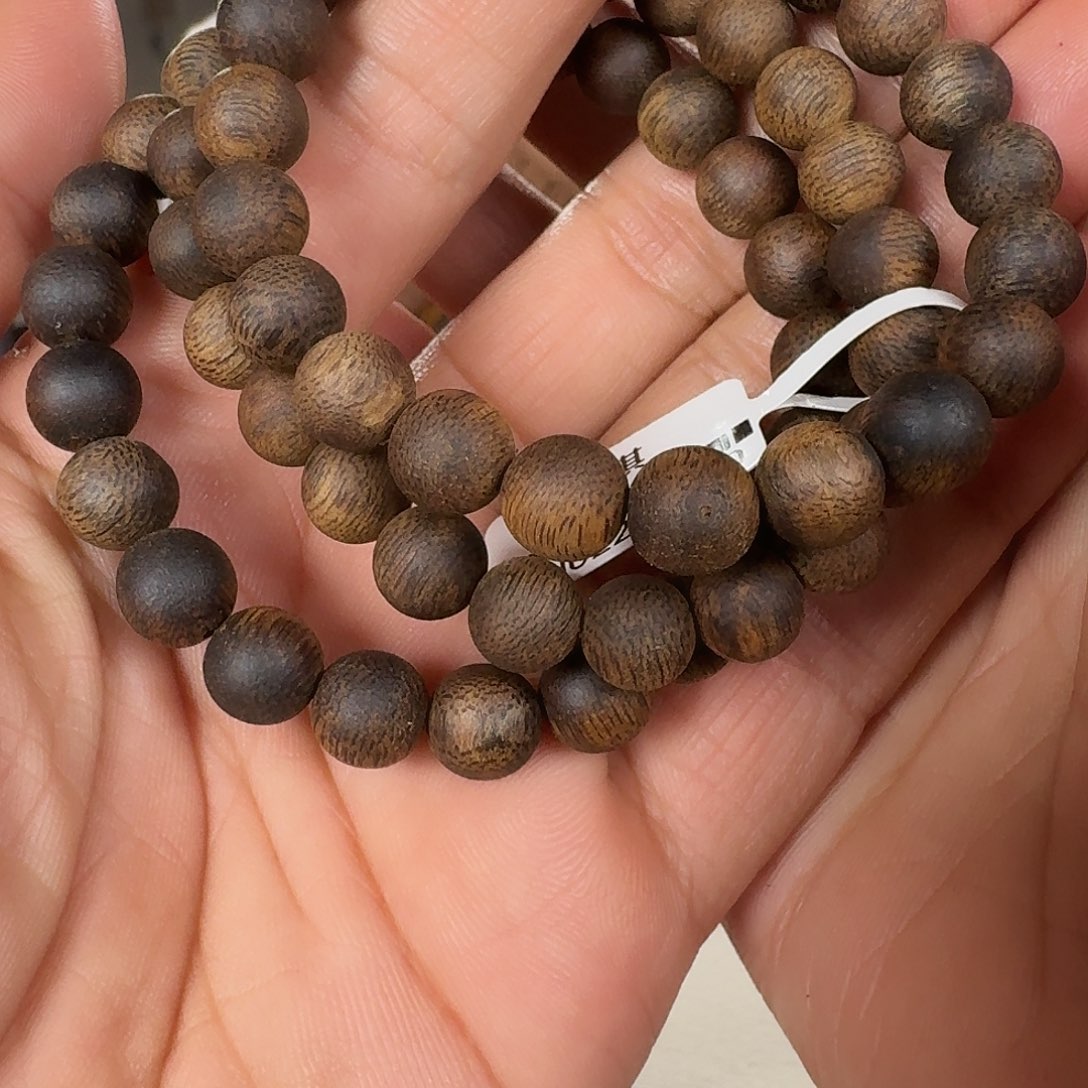 沉香手串海南老白棋九九沉圆珠单圈卡8+保6克多样性发一