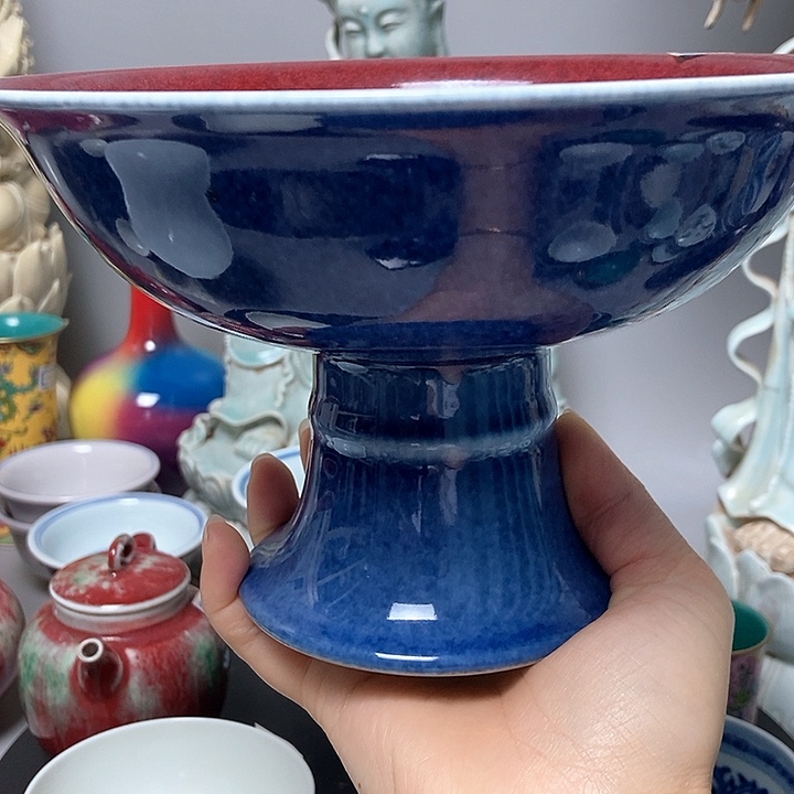 旧藏霁红釉高足杯