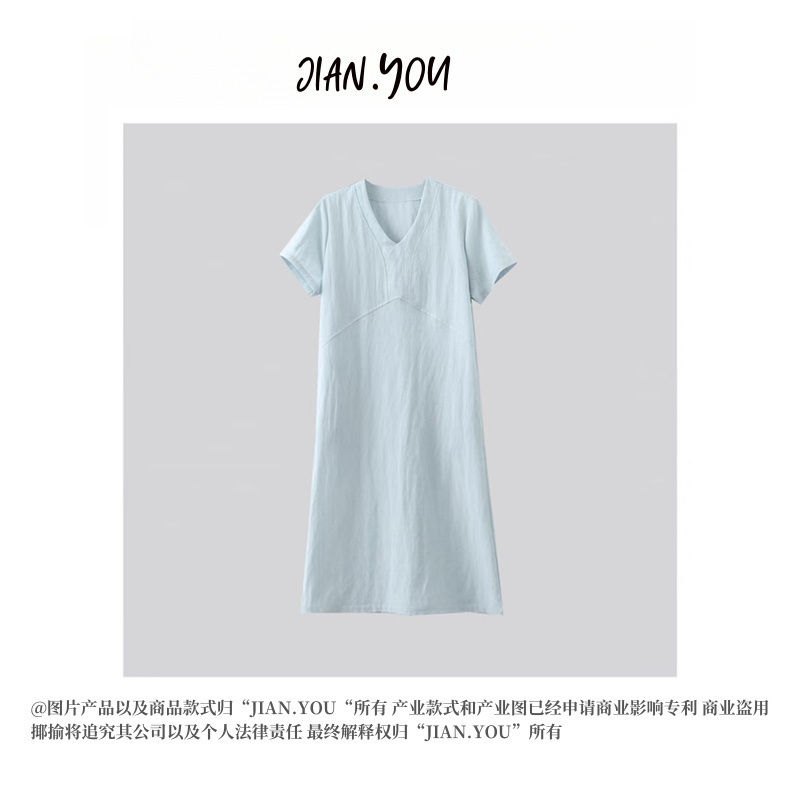 JIANYOU-[夏日魅力ins]2025初夏新款女天丝亚麻休闲连衣裙O-24523