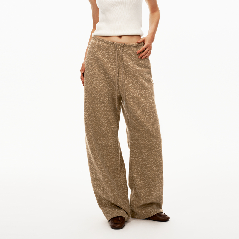 PUKI 女士时尚休闲宽松慵懒风梅花鹿卫裤 抽绳秋冬百搭保暖休闲裤