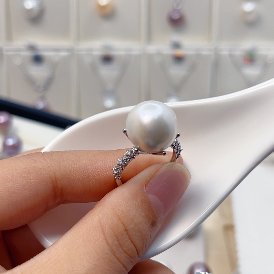悅***淡水珍珠戒指银S925镶嵌