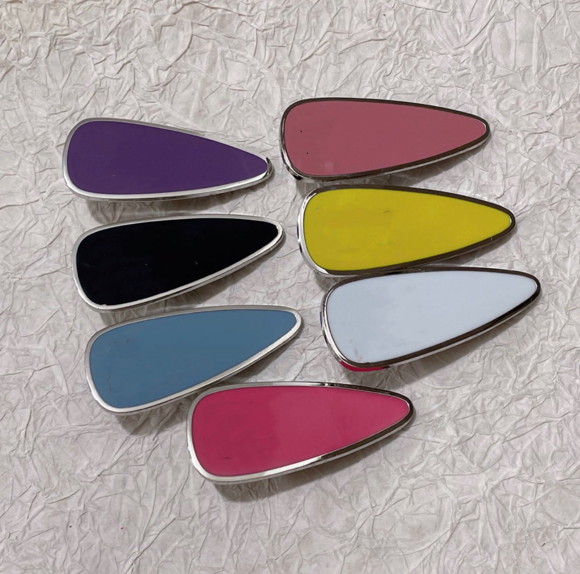 5675 妹妹 多巴胺水滴形鸭嘴夹 银色底