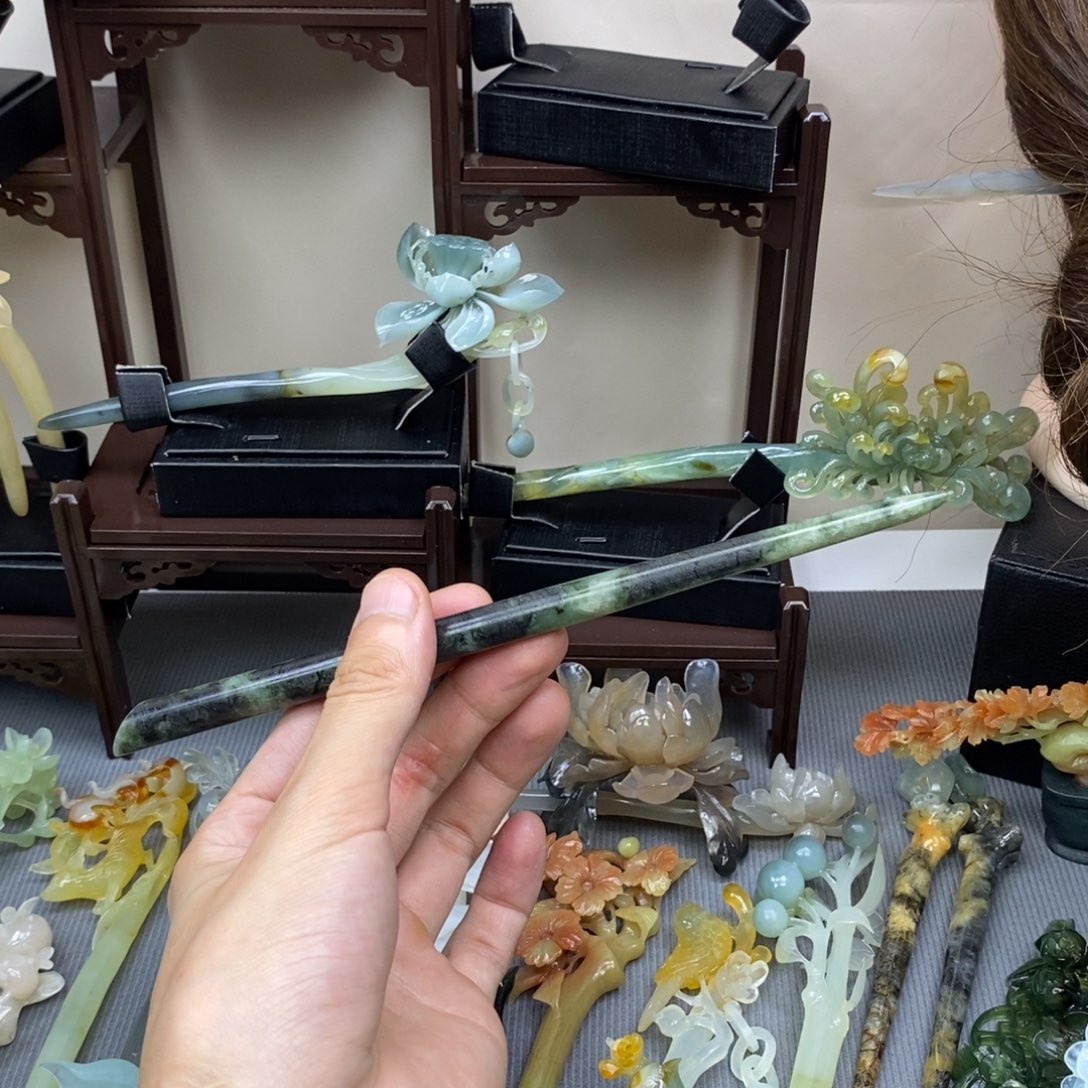 蛇纹石玉合金发饰