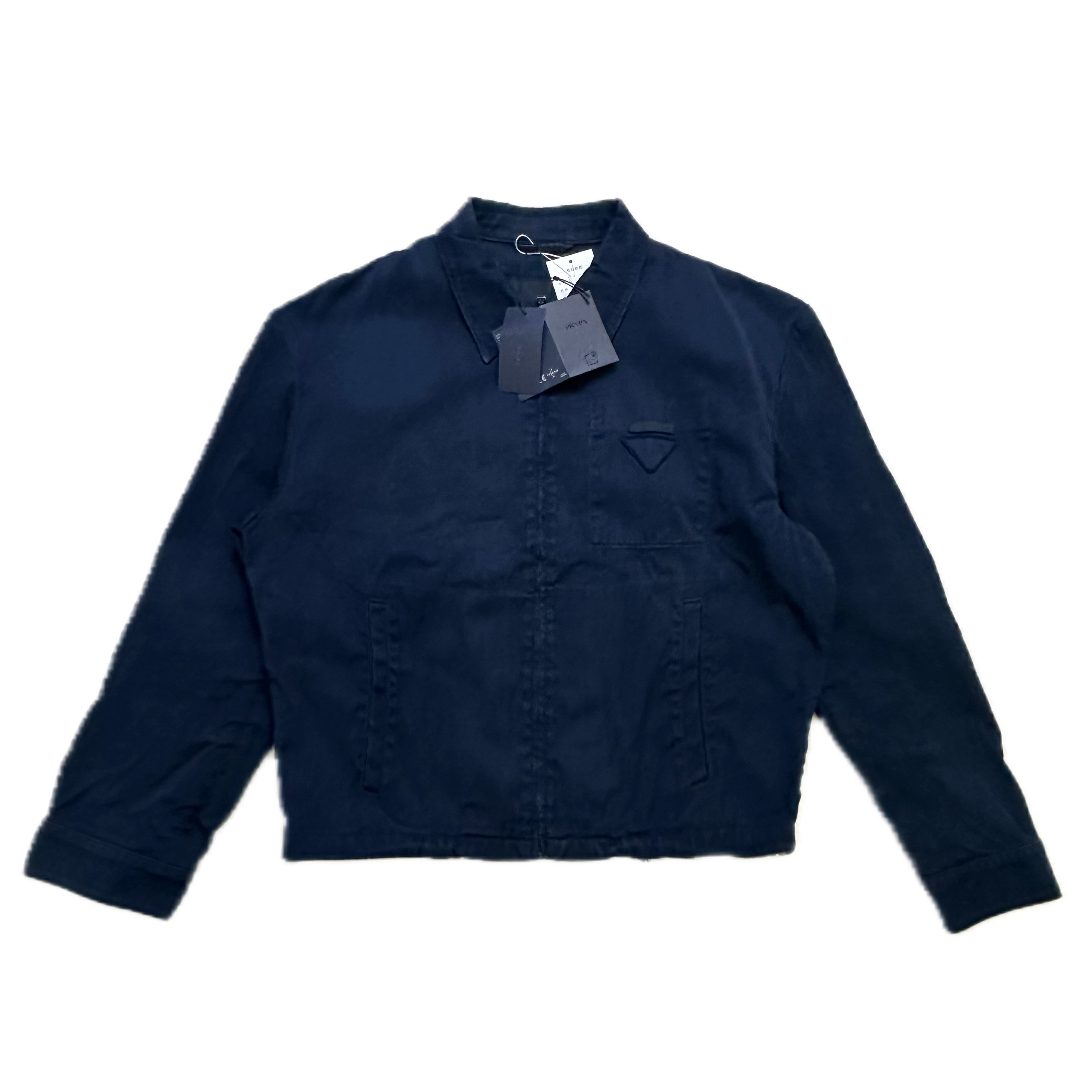 99新 Prada/普拉达 prada水洗藏青色胸前三角标牛仔衣52码