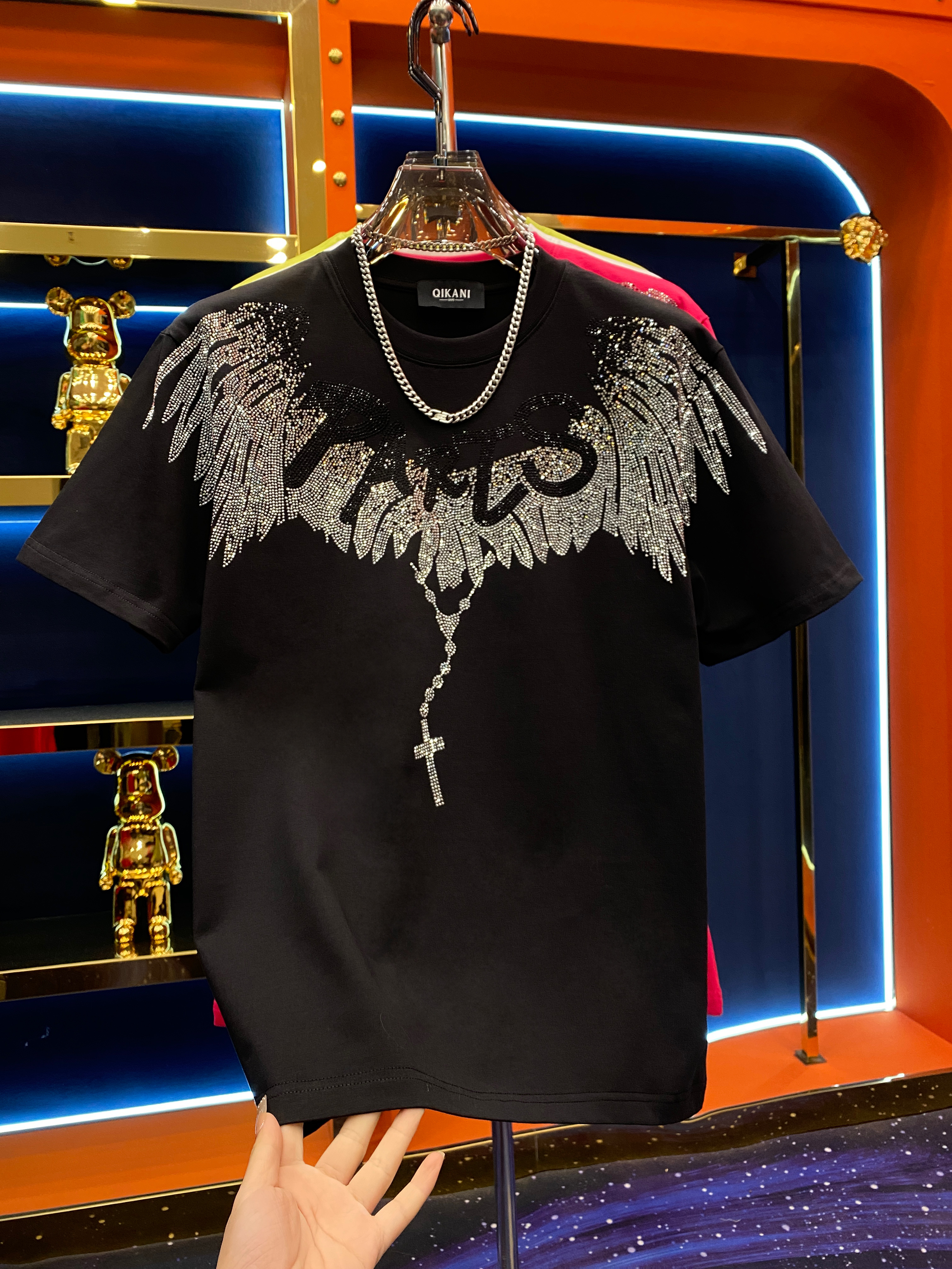 【MM】秋冬新款烫钻休闲轻奢短袖T恤