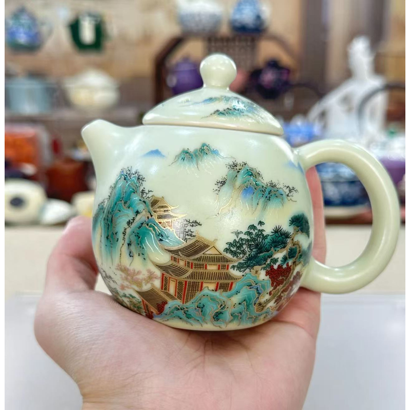 汝窑可养创意亭台楼阁山水茶壶泡茶壶G1883