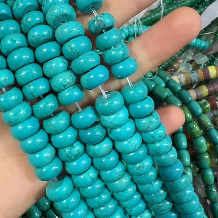 玛瑙/玉髓合金珠宝半成品一条10mm蓝色算盘珠