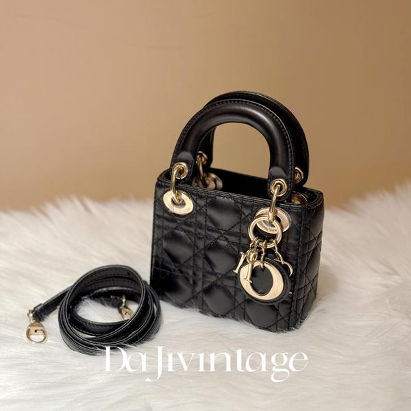 大吉中古/Dior迪奥黑金超mini戴妃斜挎包